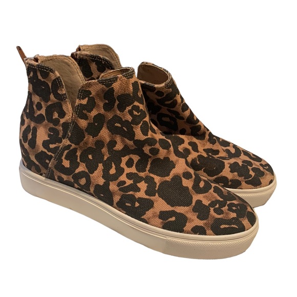 STEVE MADDEN Claud Wedge Leopard Print Sneaker Size 6.5 - Picture 2 of 7
